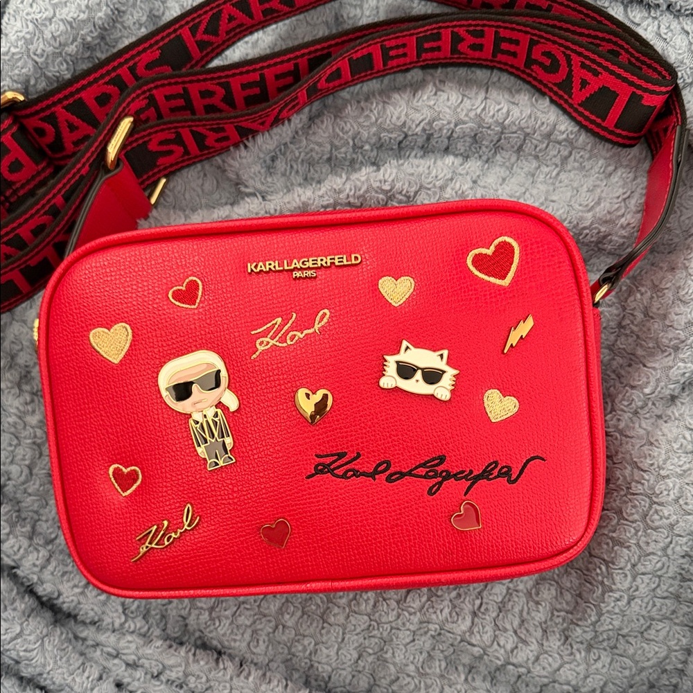 Karl Lagerfeld Vibrant Red Embellished Bag